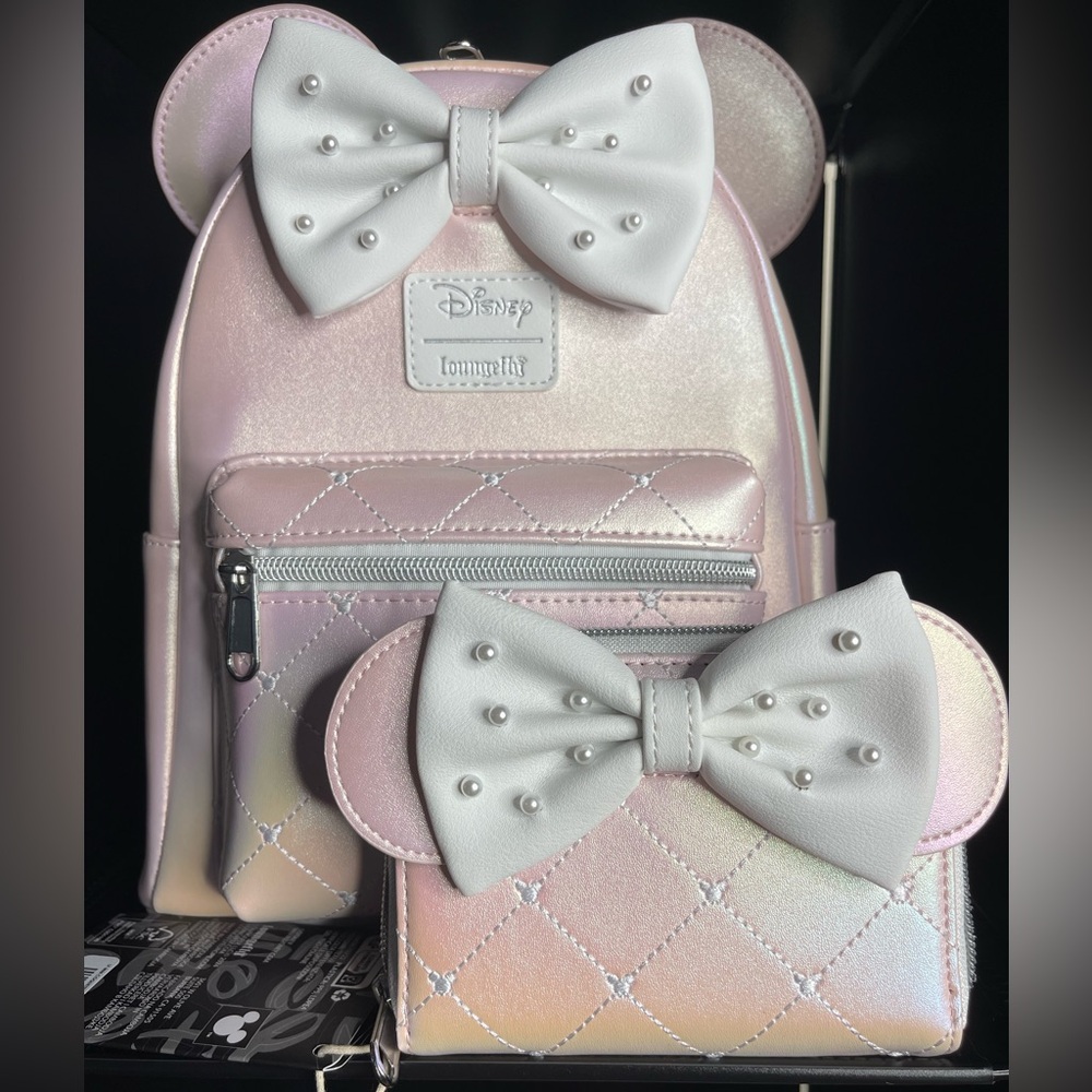 LF Minnie Mouse Coquette Iridescent Pink backpack